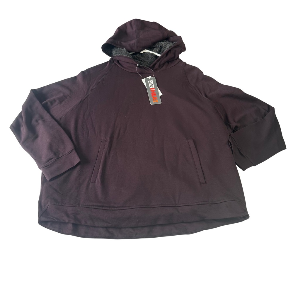 32 Degrees Heat Women Sherpa Lined Hoodie Eggplant Purple M TLF82542RT-023